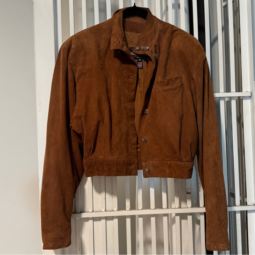 Ralph Lauren purple label Vintage Lambs Suede Brown Buttoned Jacket